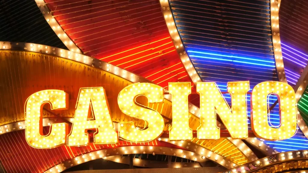 Ilustracja kasyna krypto z żetonami i łańcuchem bloków